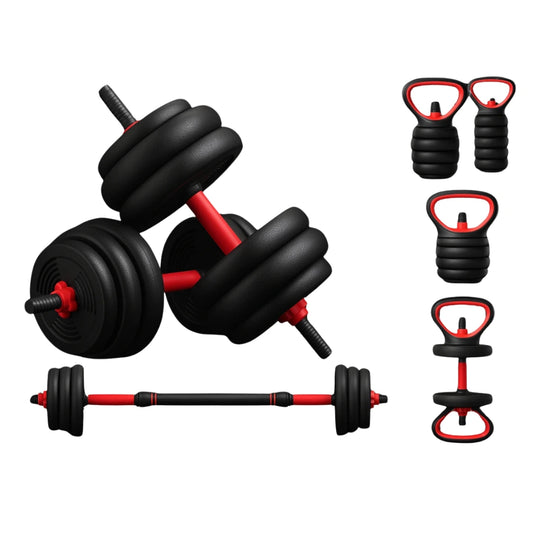 Kit Multifuncional 6 em 1: Halteres, Barra e Kettlebell Ajustáveis Musculação treino em casa